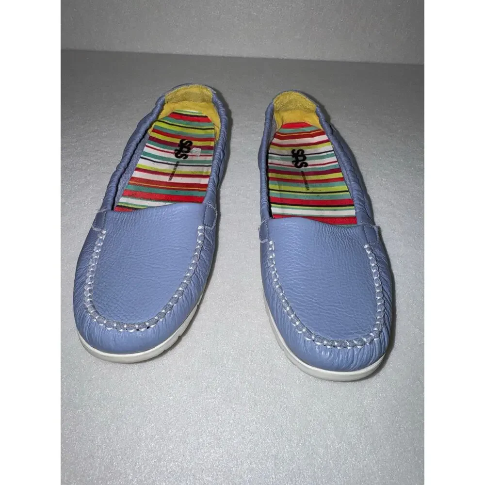 SAS Sunny Slip On Loafer 9.5M Periwnkle Purple Leather Moccasin EVA Sole